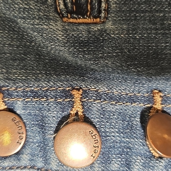 Refuge Blue Flare/bell Jeans. Size 8. Brass Buttons. High Rise. Nice - Picture 5 of 8